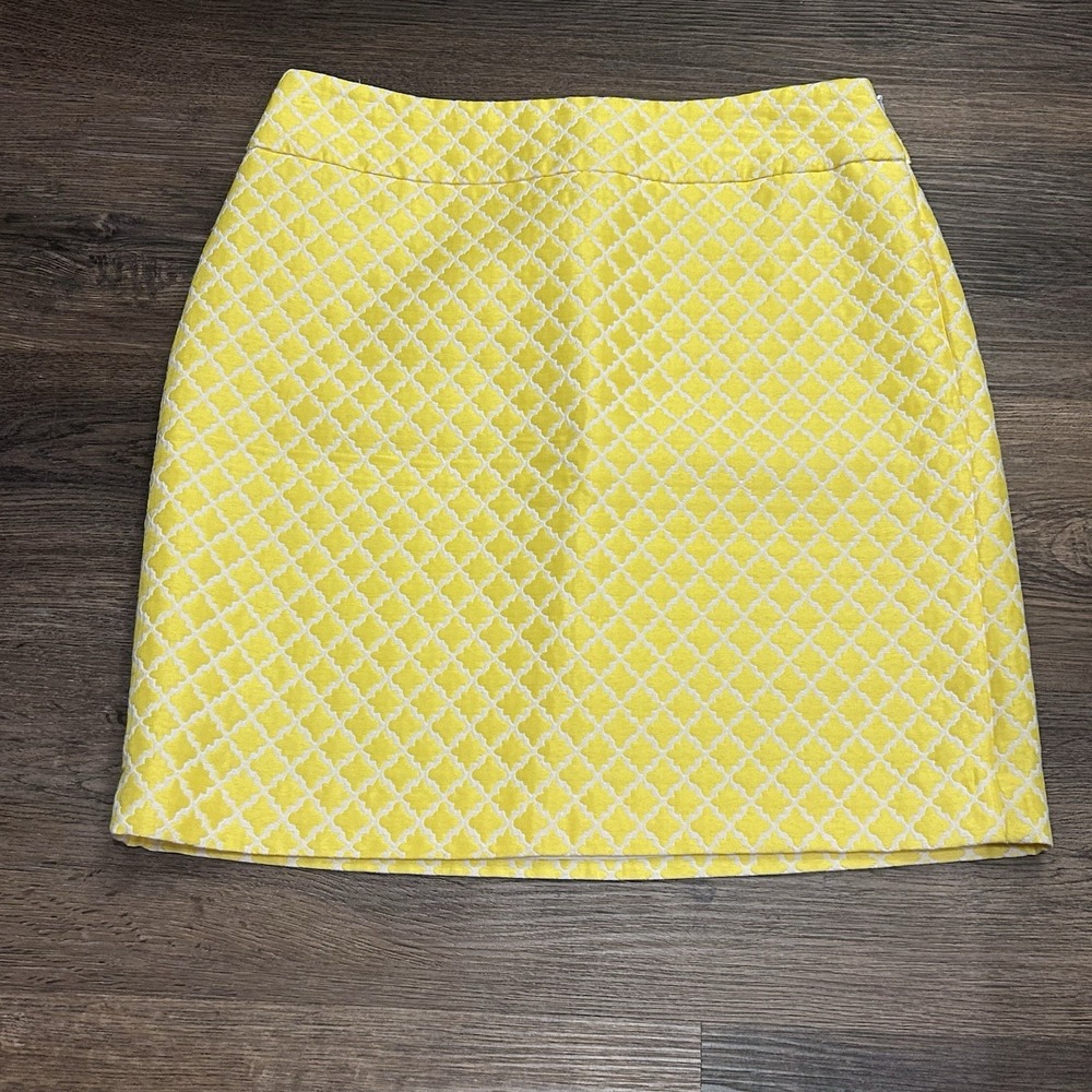 Ann Taylor A-line Lined Skirt Spring Summer Yellow Jacquard Women's Sz 4